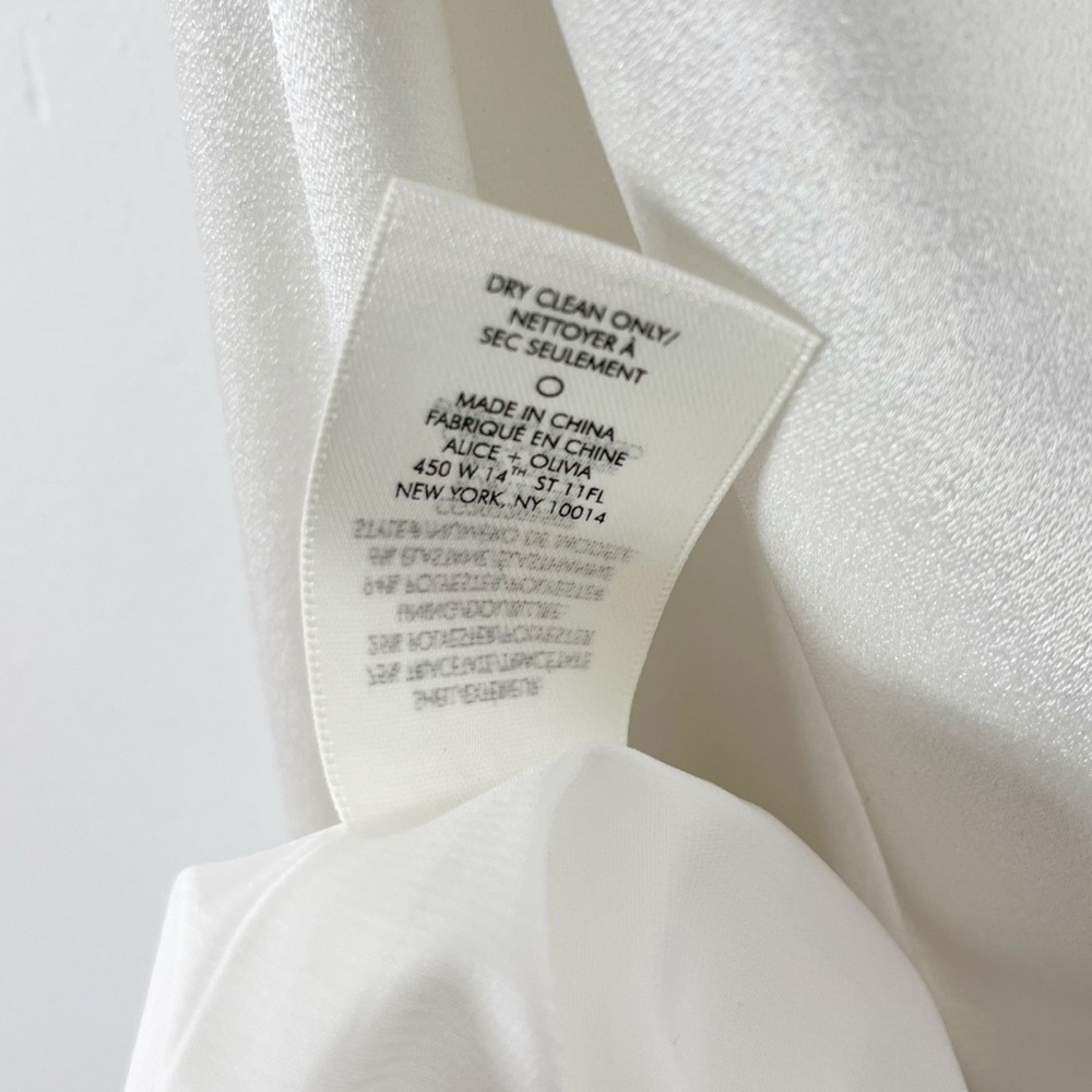 Alice + Olivia Paulette One Shoulder Satin Crepe Fitted Gown 8 NWT Off White - Picture 8 of 15